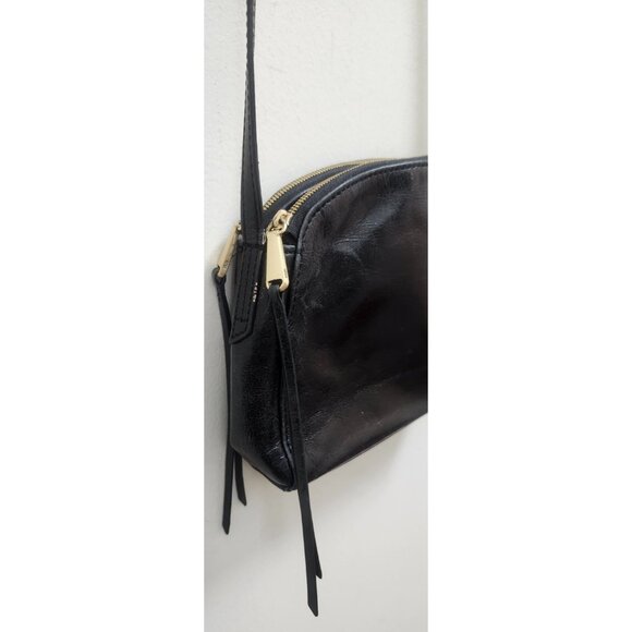 HOBO Black Leather Crossbody Bag Small Dome Shape Zip Top Adjustable Strap Vinta - Picture 5 of 12
